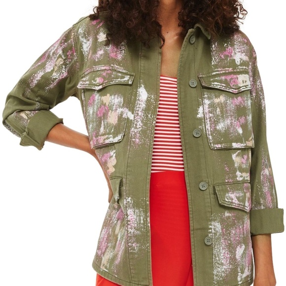 Topshop Jackets & Blazers - ❌SOLD❌NWT TOPSHOP Ethan Metallic Green Foil Shirt